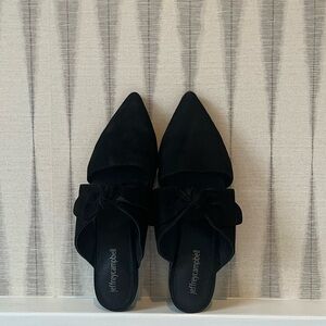 Jeffrey Campbell Black Pointed-Toe Bow Flats